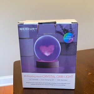 3D Floating Heart Crystal Orb Light - Color Changing